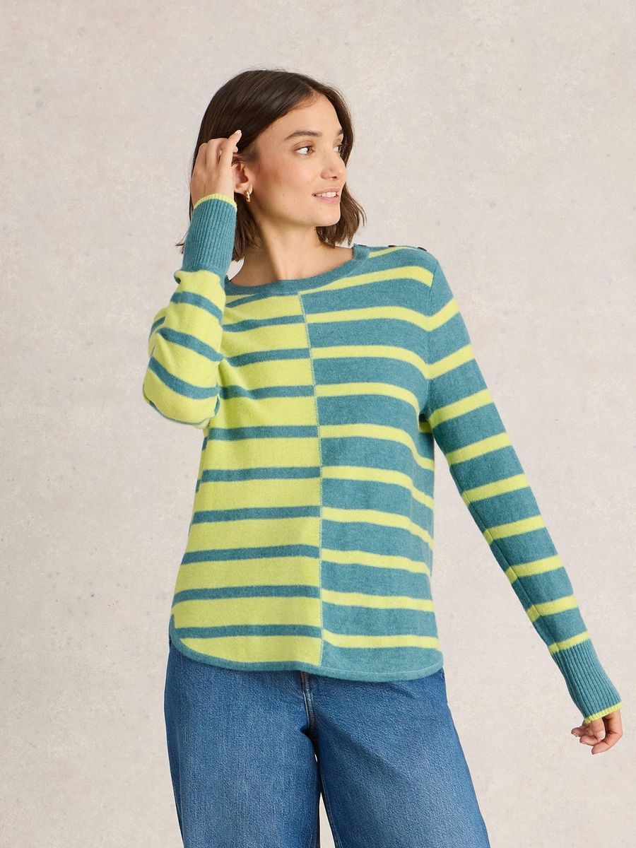Gestreifter Pullover mit Schulterdetails