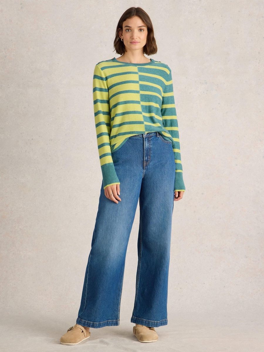 Gestreifter Pullover mit Schulterdetails