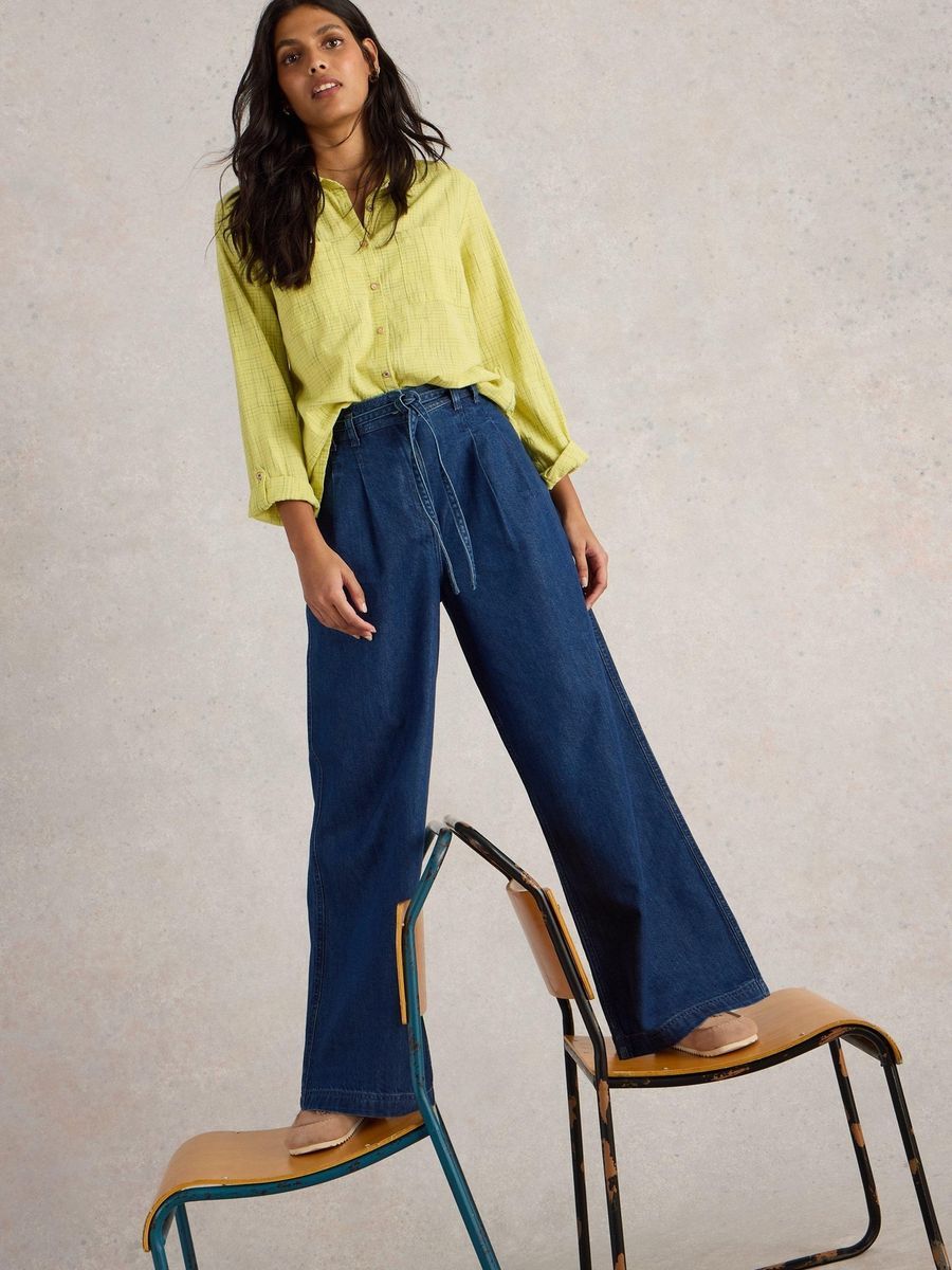 Weite Denim-Palazzo-Hose