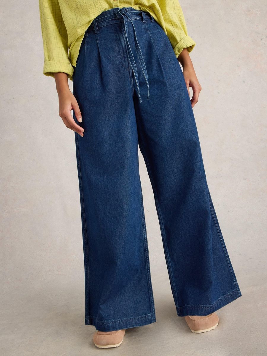 Weite Denim-Palazzo-Hose