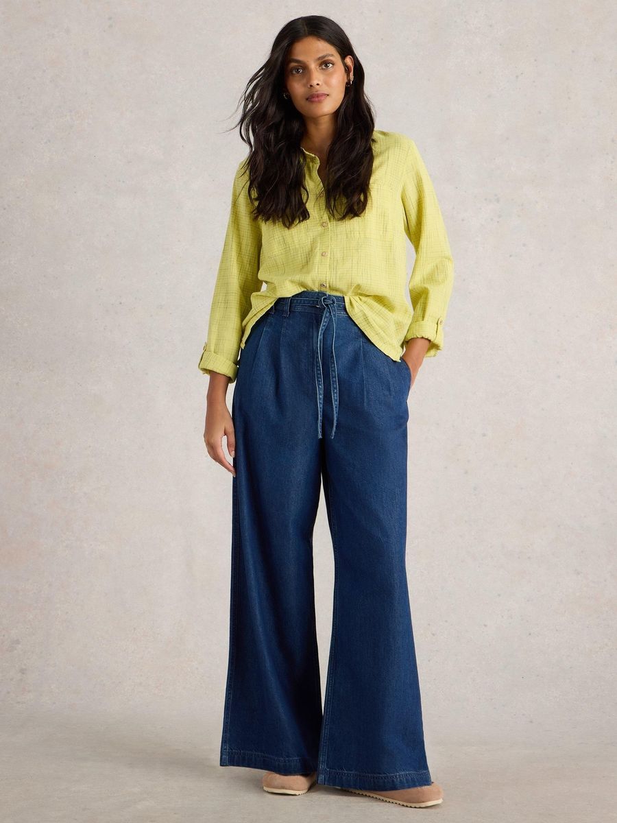 Weite Denim-Palazzo-Hose