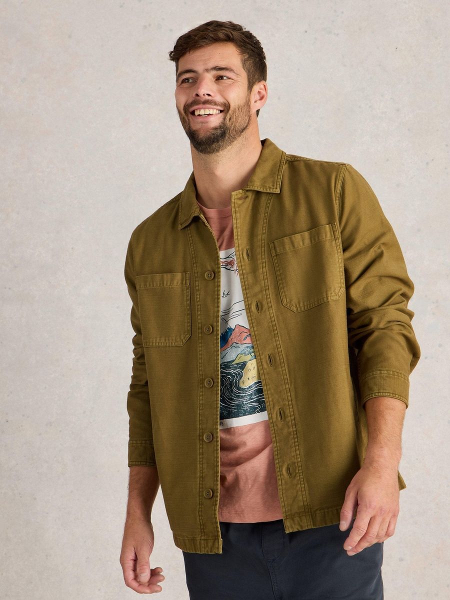 Herren Baumwoll-Twill Jacke mit Knopfleiste
