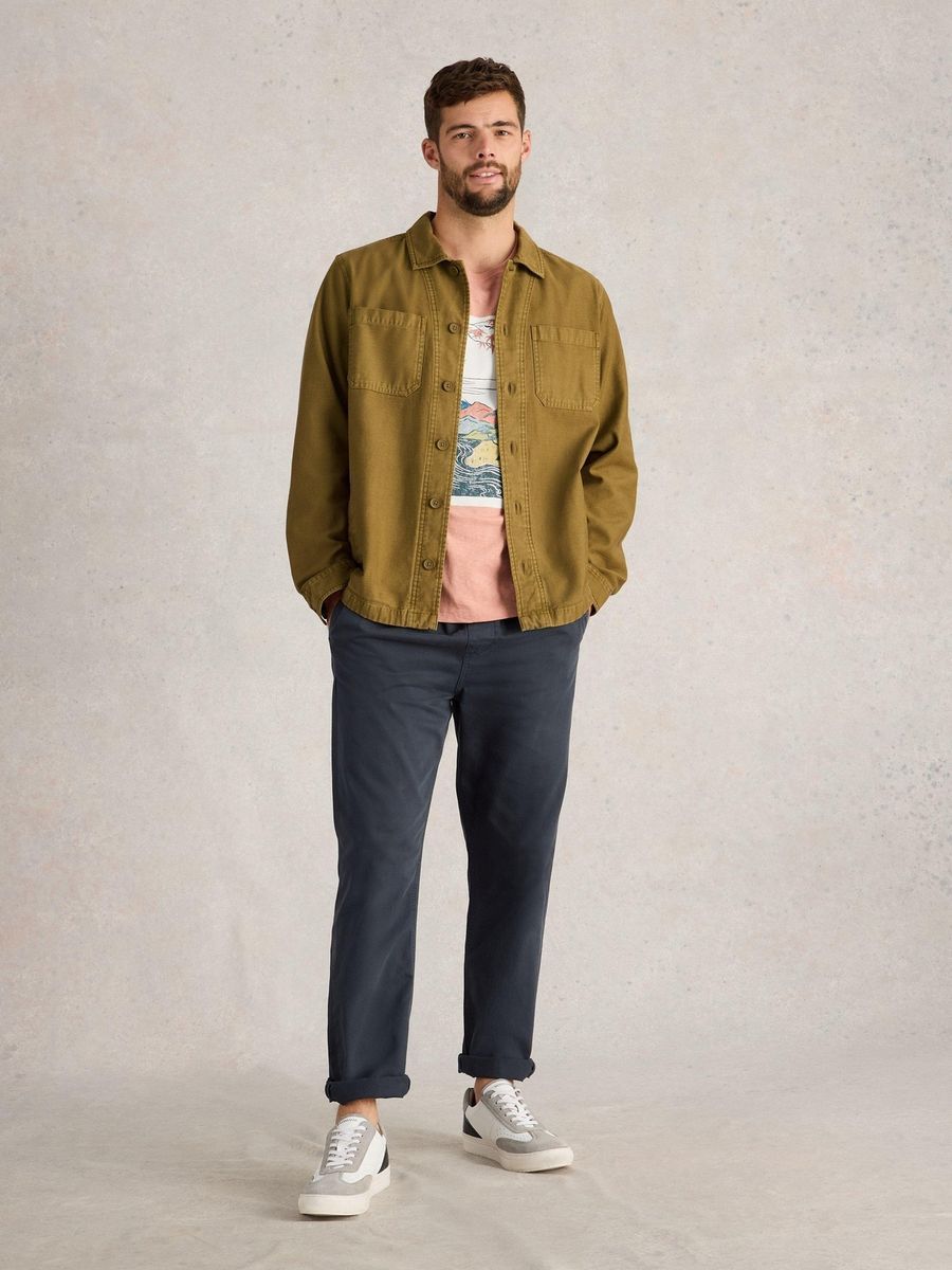 Herren Baumwoll-Twill Jacke mit Knopfleiste