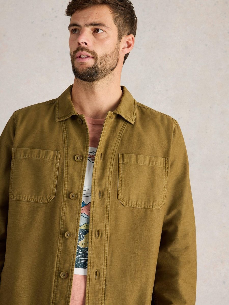 Herren Baumwoll-Twill Jacke mit Knopfleiste