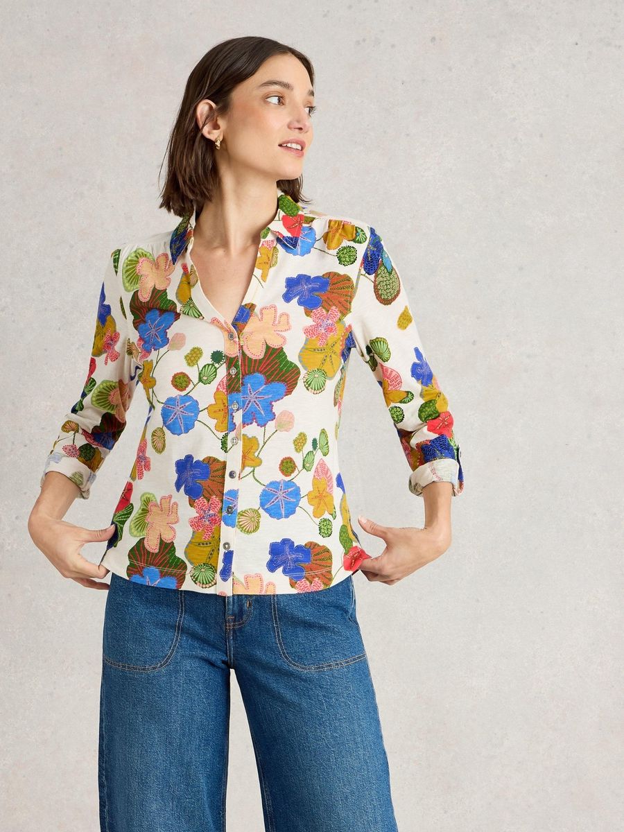 Bedruckte Jerseybluse Annie aus Baumwolle