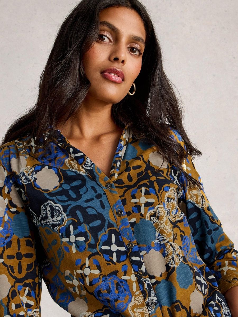 Bedruckte Baumwoll-Jerseybluse
