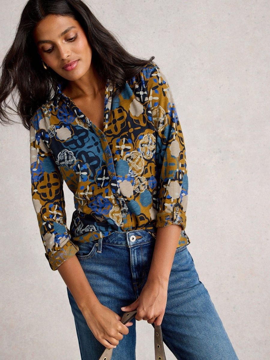 Bedruckte Baumwoll-Jerseybluse