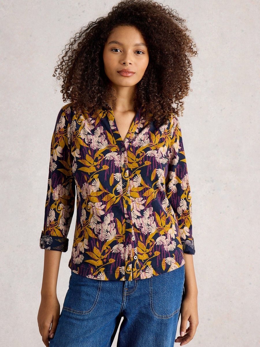 Bedruckte Baumwoll-Jerseybluse