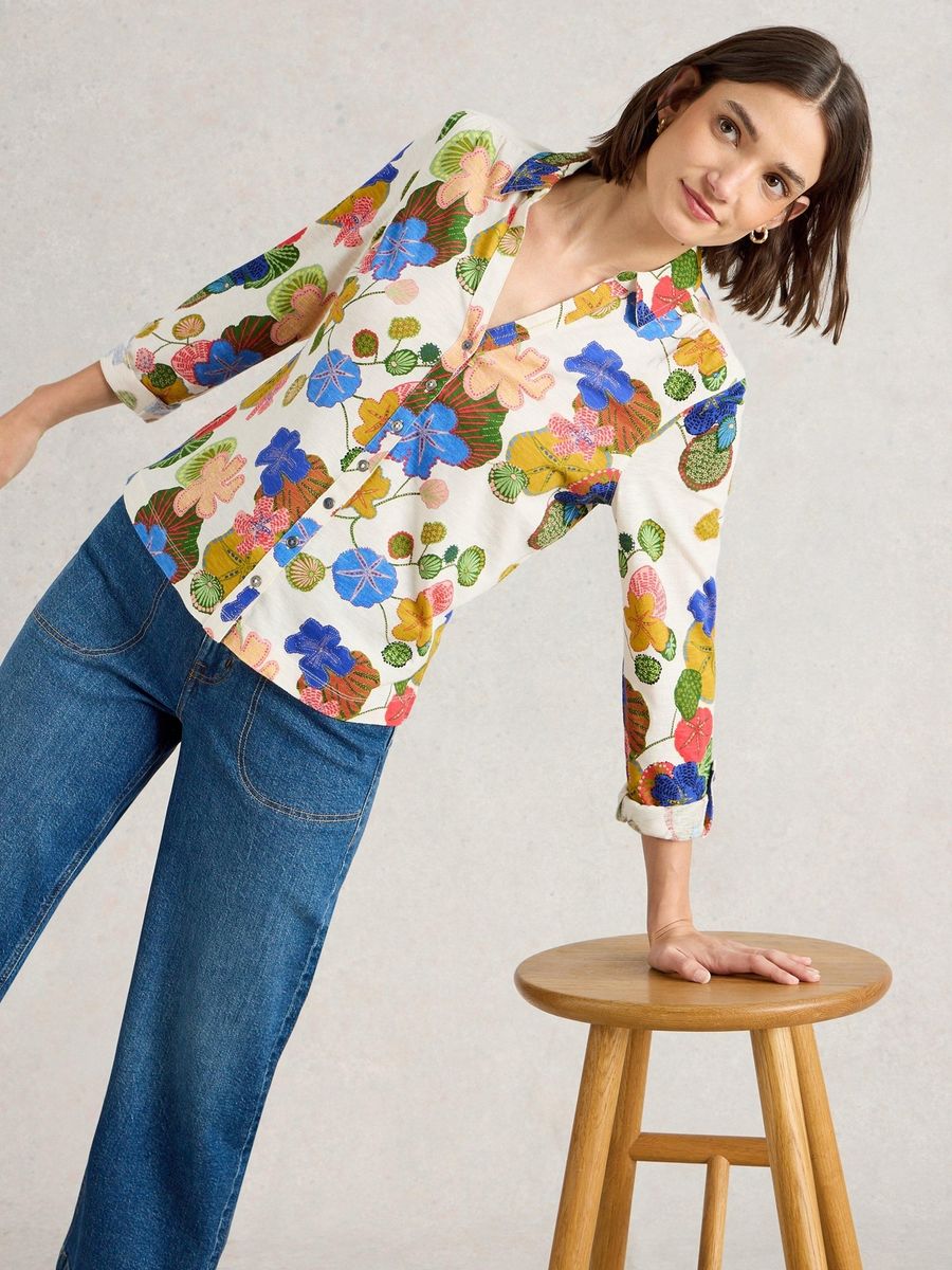 Bedruckte Jerseybluse Annie aus Baumwolle