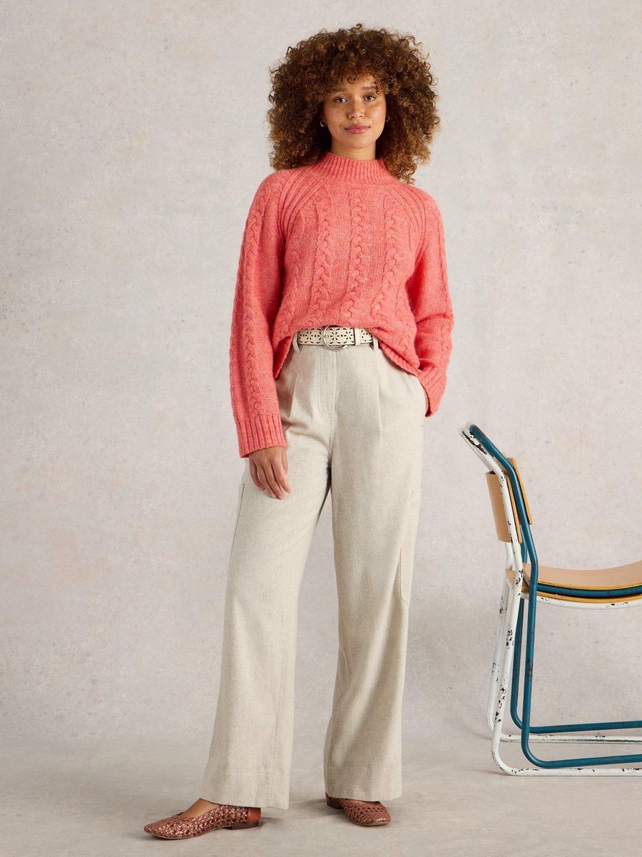 Cargohose Carlie aus leichtem Tweed mit weitem Bein