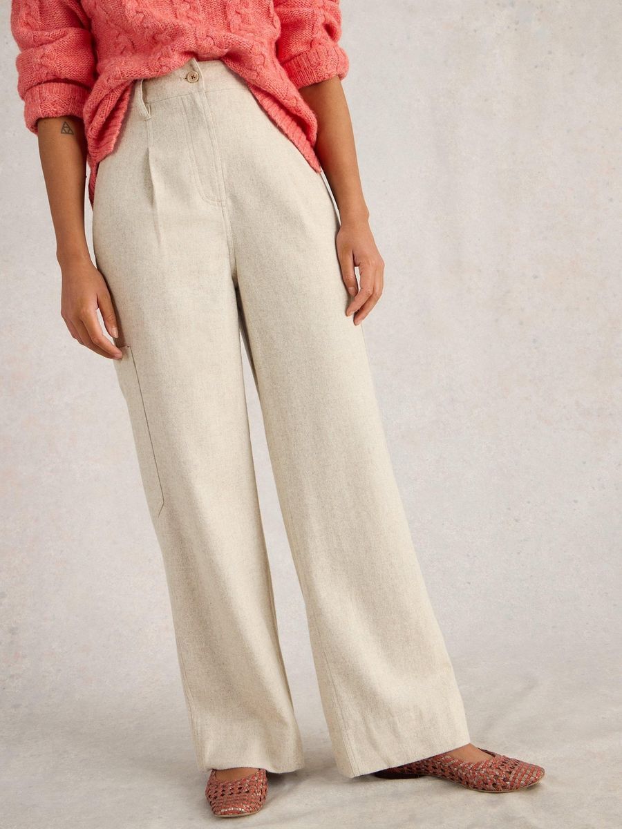 Cargohose Carlie aus leichtem Tweed mit weitem Bein