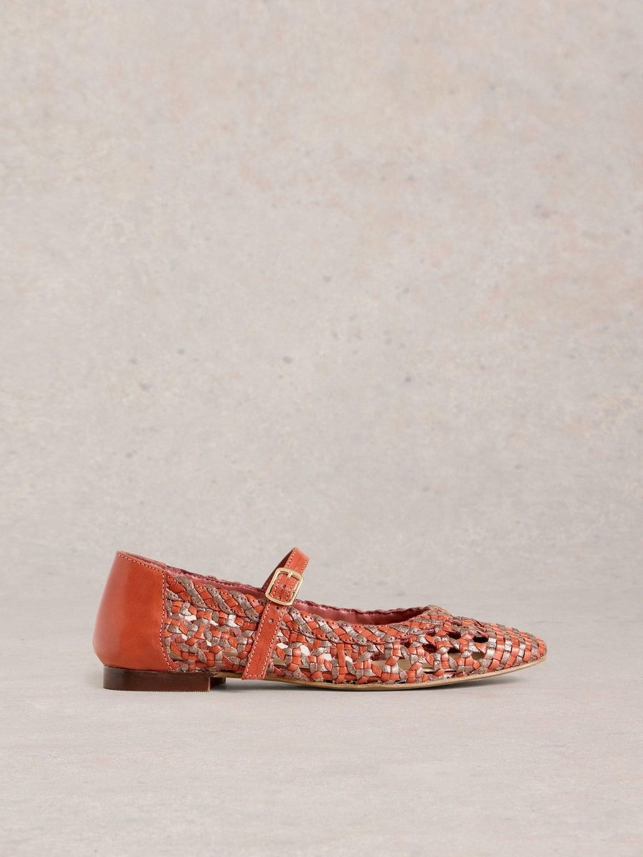 Gewebte Mary Jane Ballerinas aus Leder