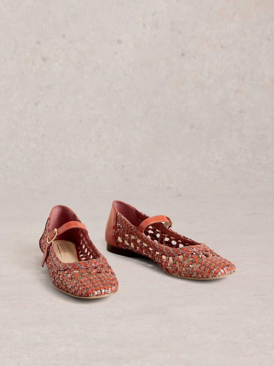 Gewebte Mary Jane Ballerinas aus Leder