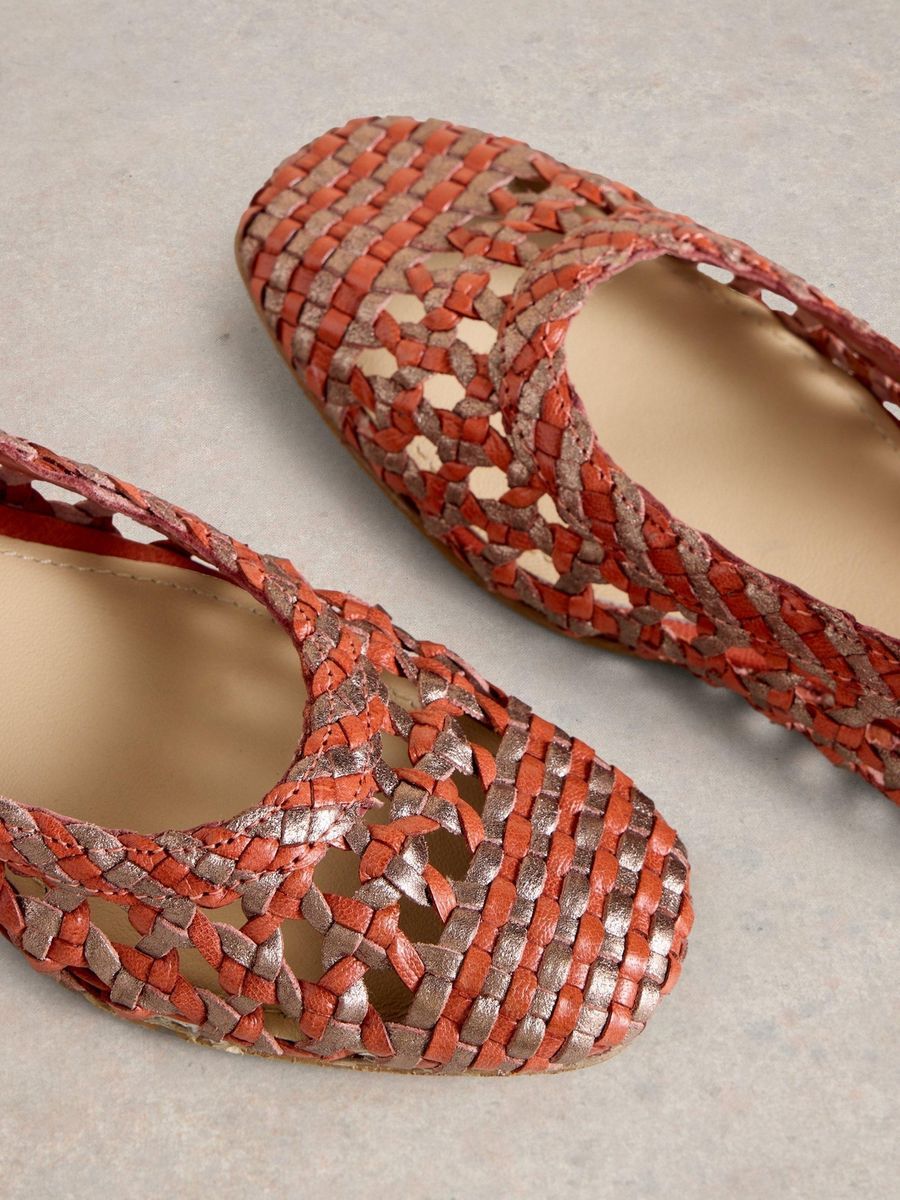 Gewebte Mary Jane Ballerinas aus Leder