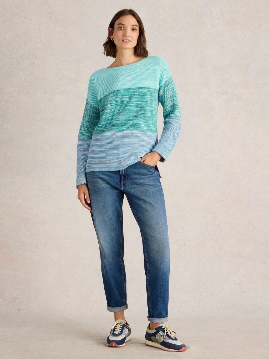 Gestreifter Strickpullover aus Bio-Baumwolle