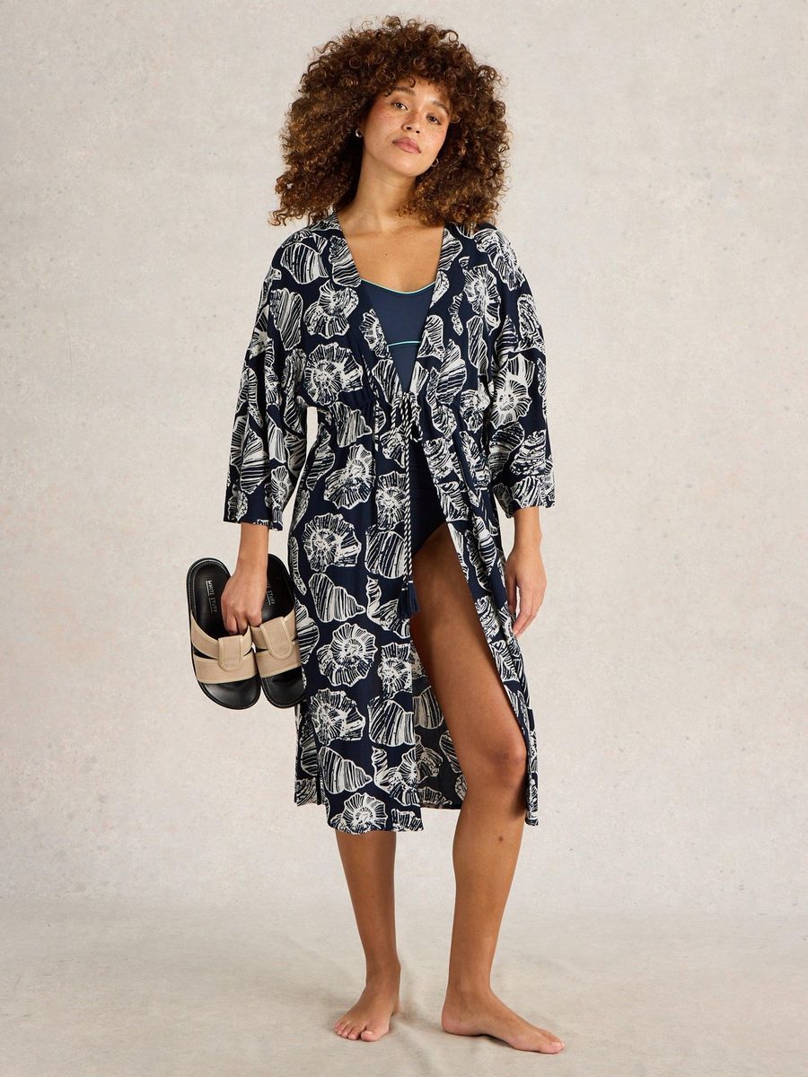 Strandkimono mit floralem Muster