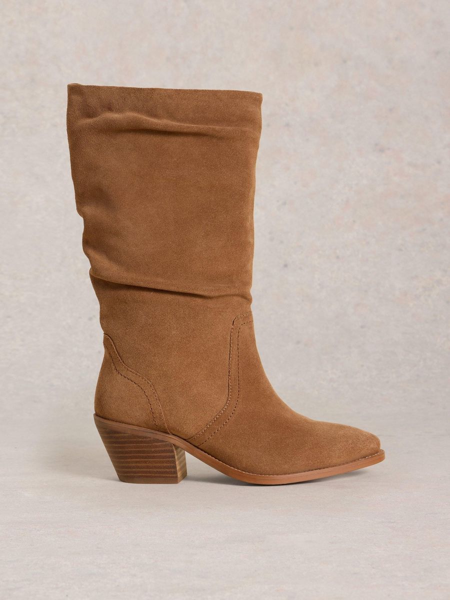 Lässige Wildleder Western Kniehohe Stiefel