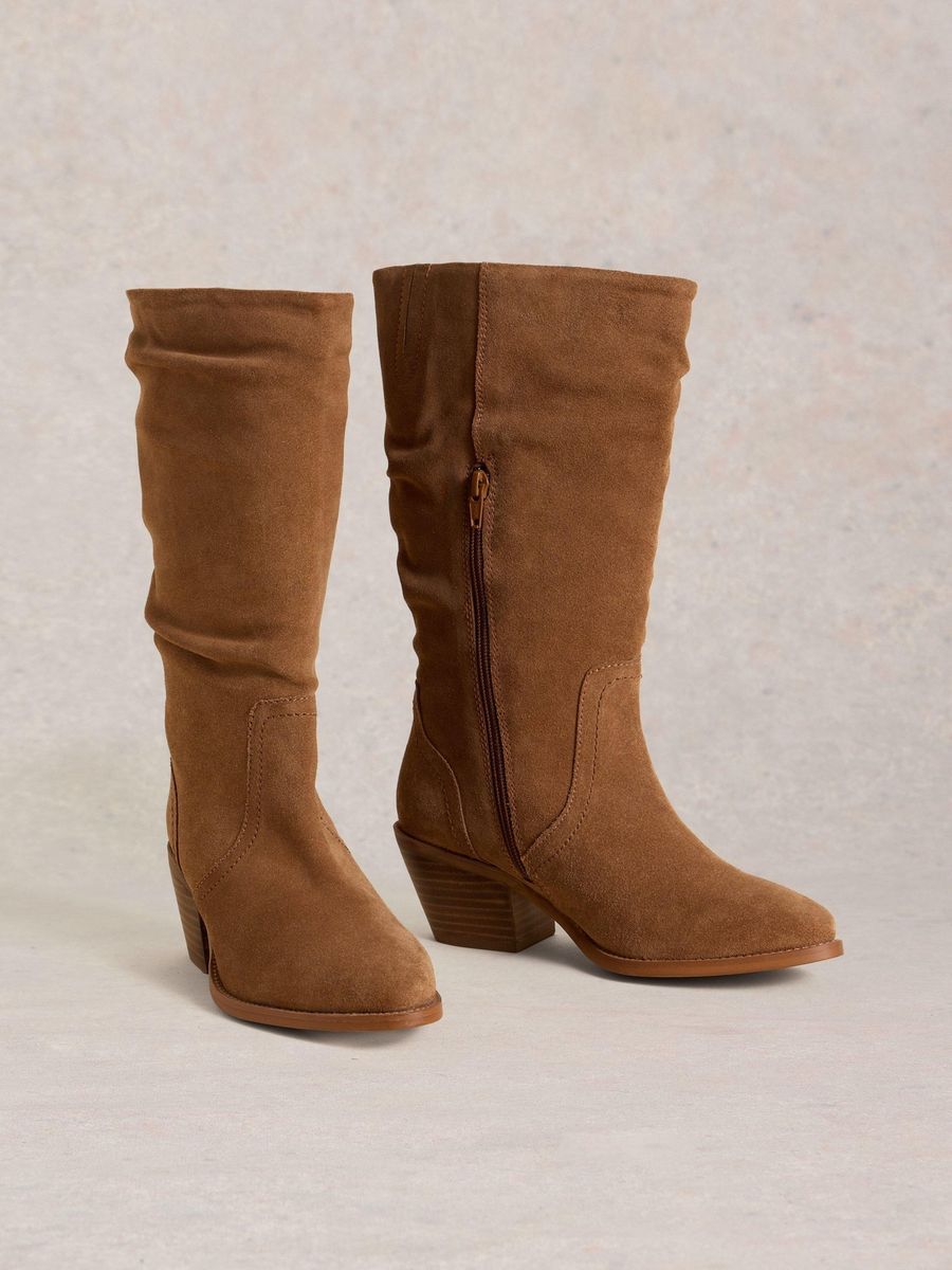 Lässige Wildleder Western Kniehohe Stiefel