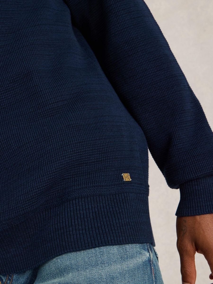 Baumwollstrickpullover mit Rundhalsausschnitt