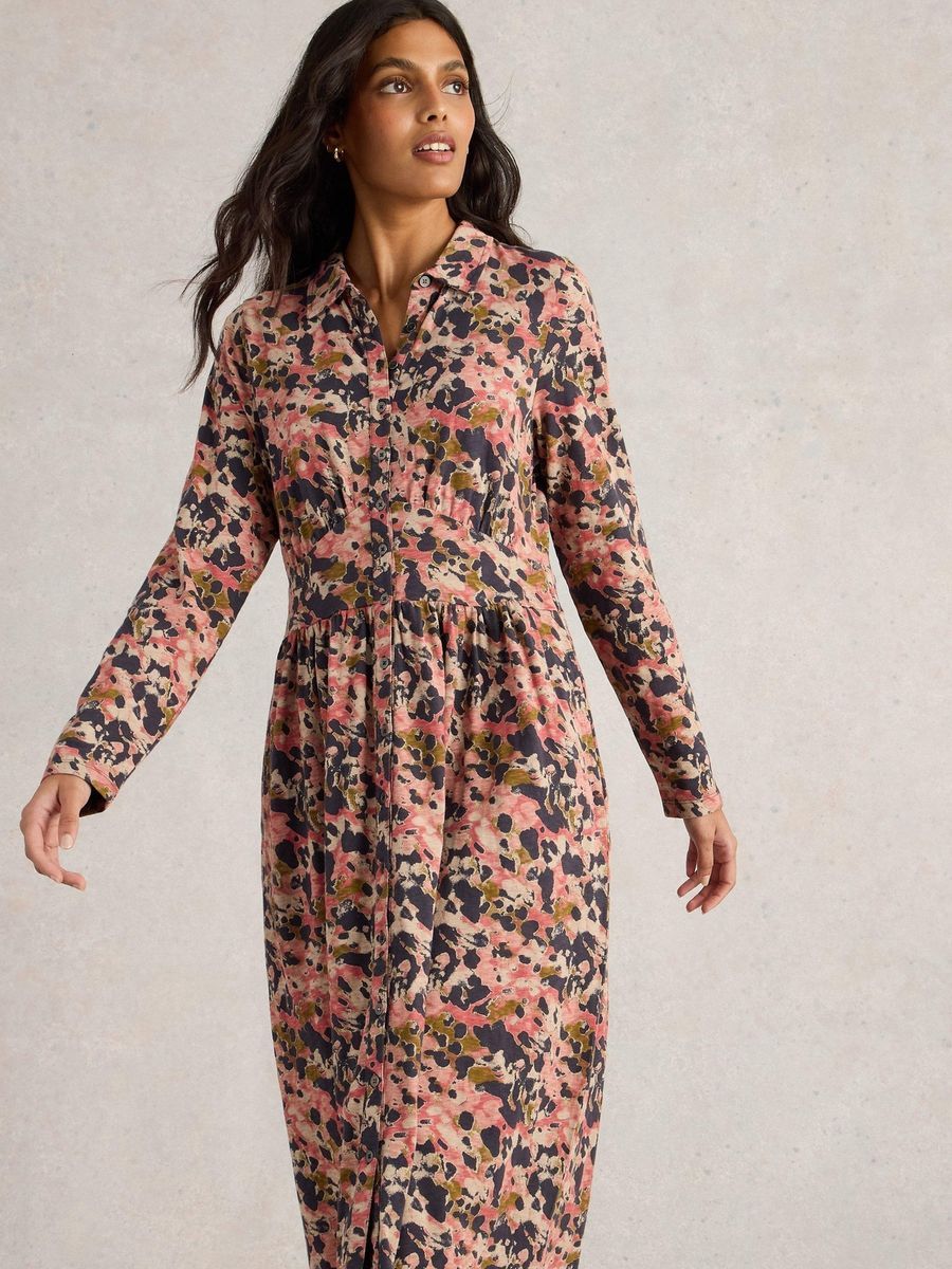 Geblümtes Jersey-Hemdkleid