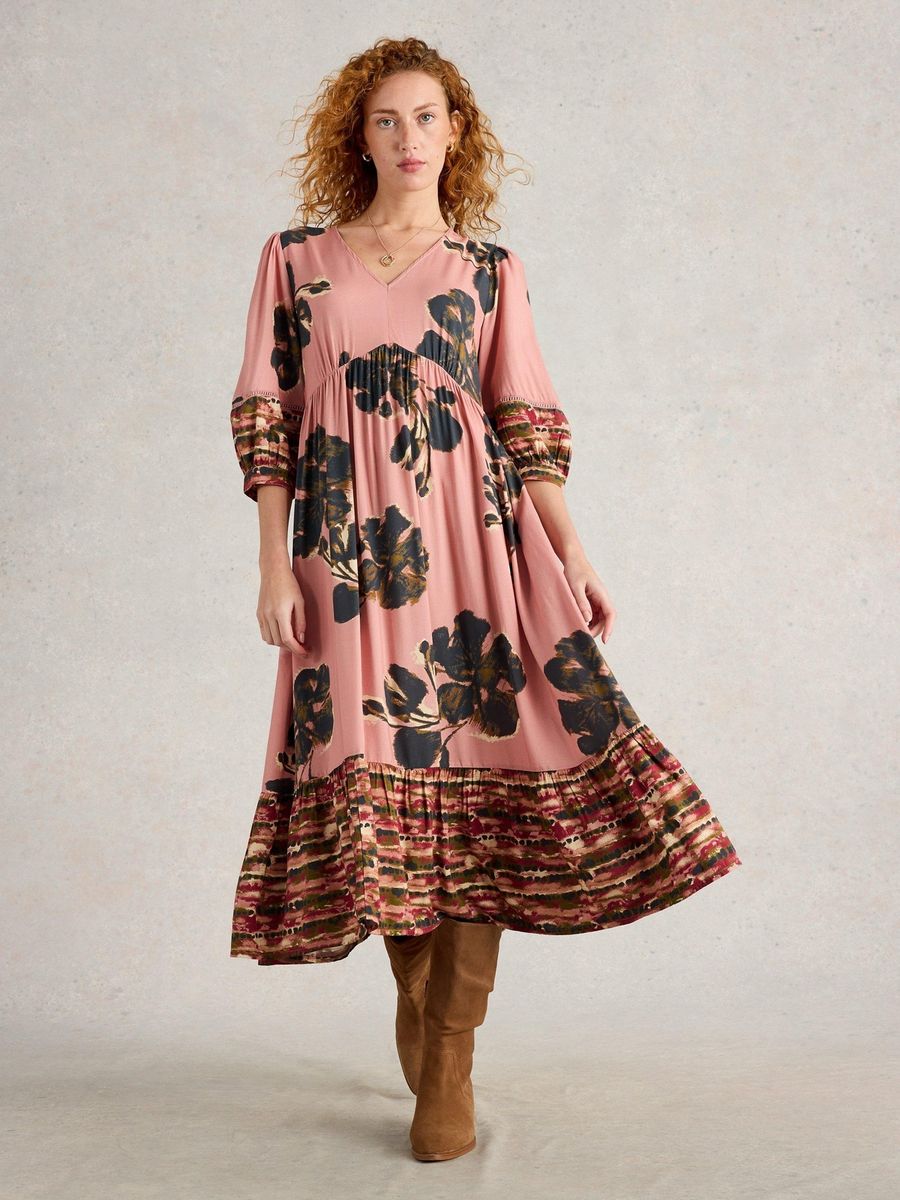 Midikleid mit Blumenmuster und Empire-Taille