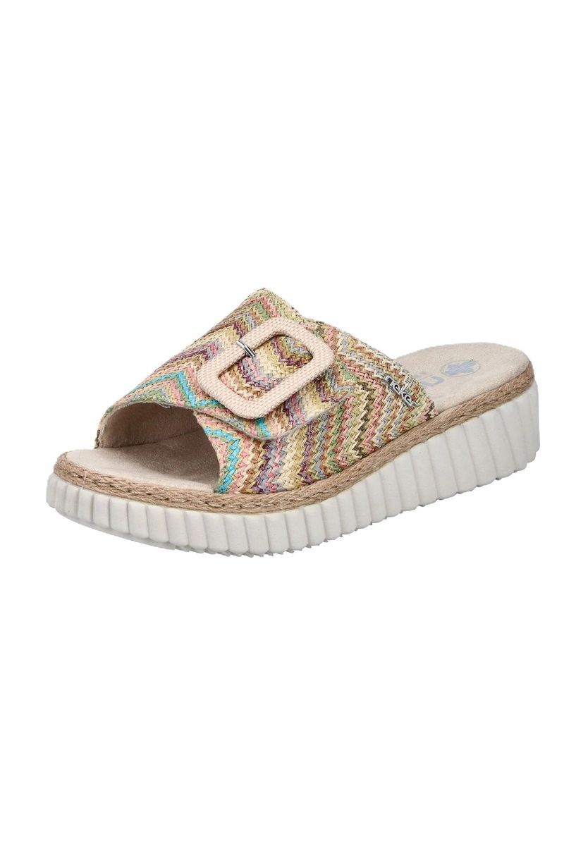 Pantolette mit Webmuster und Schnalle