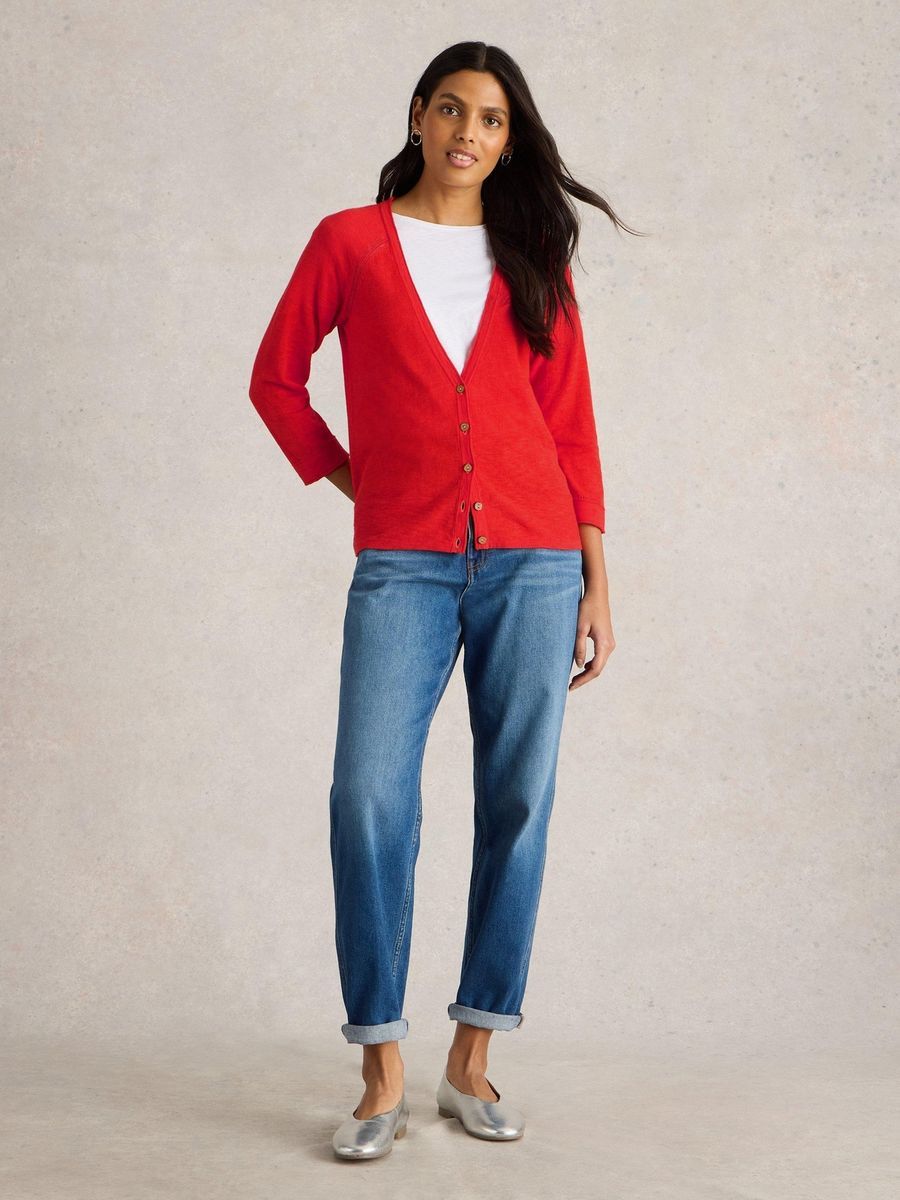 Strickjacke aus Leinenmischung mit Knopfleiste