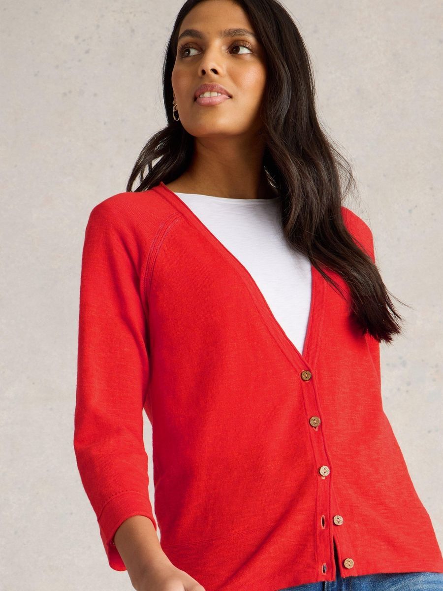 Strickjacke aus Leinenmischung mit Knopfleiste