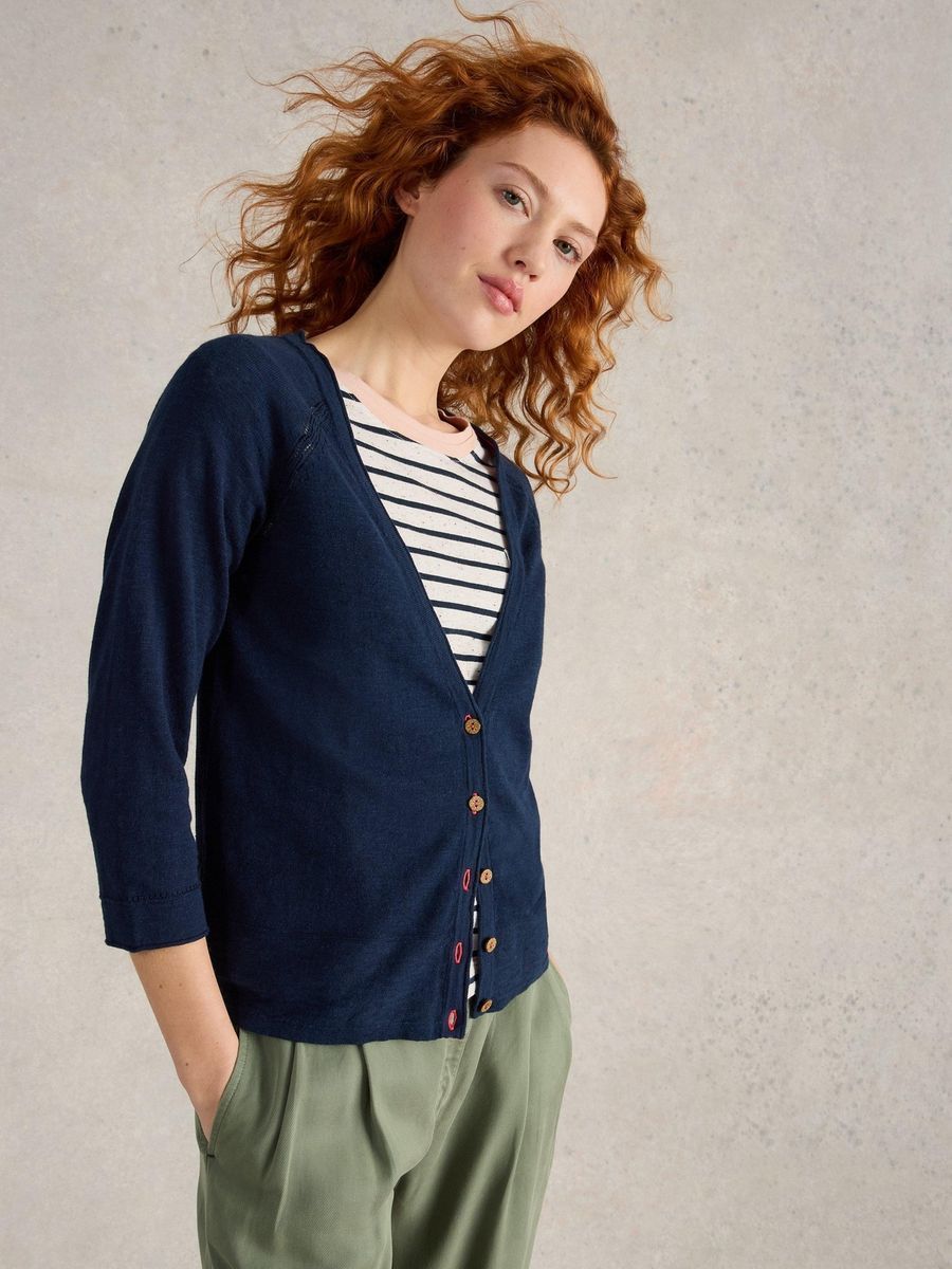 Strickjacke aus Leinenmischung mit Knöpfen