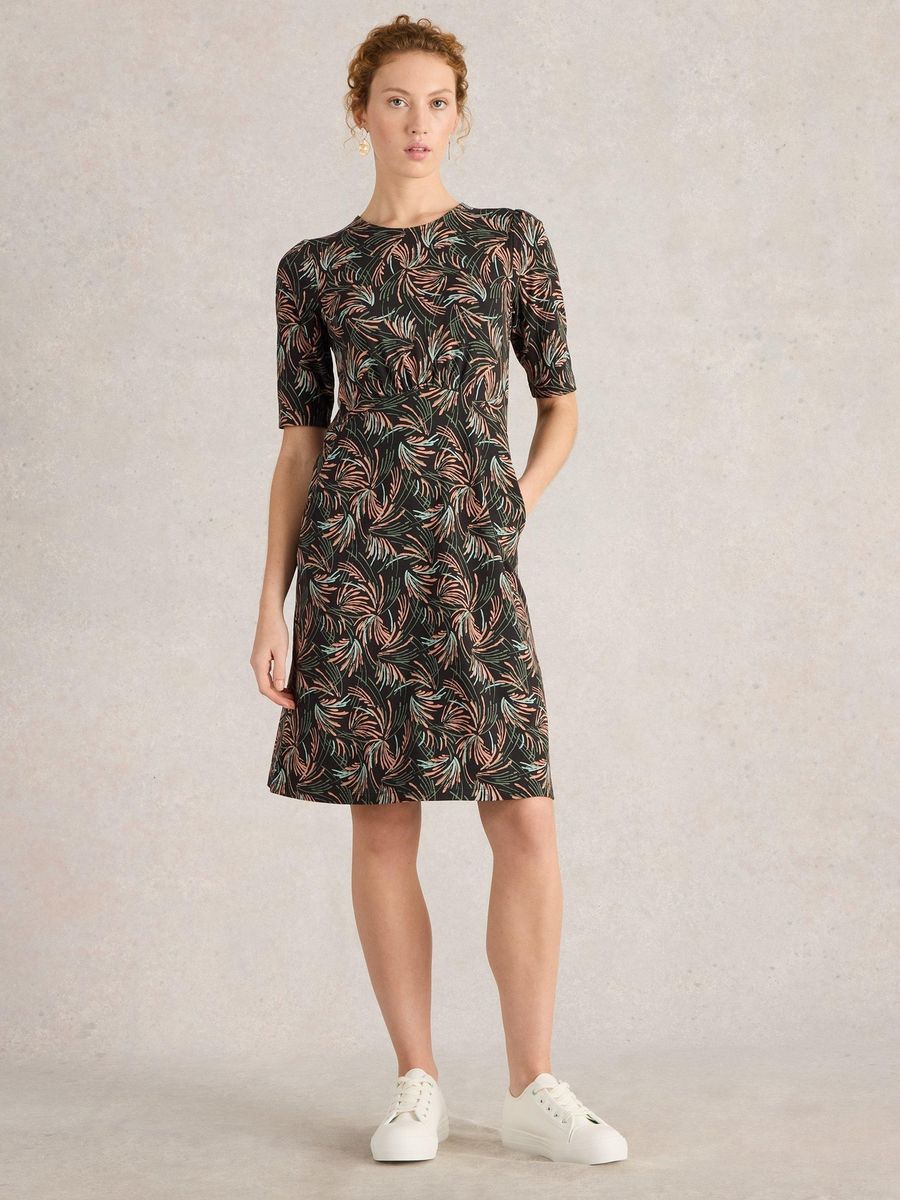 Kleid mit Blätterprint aus Bio-Baumwollmischung