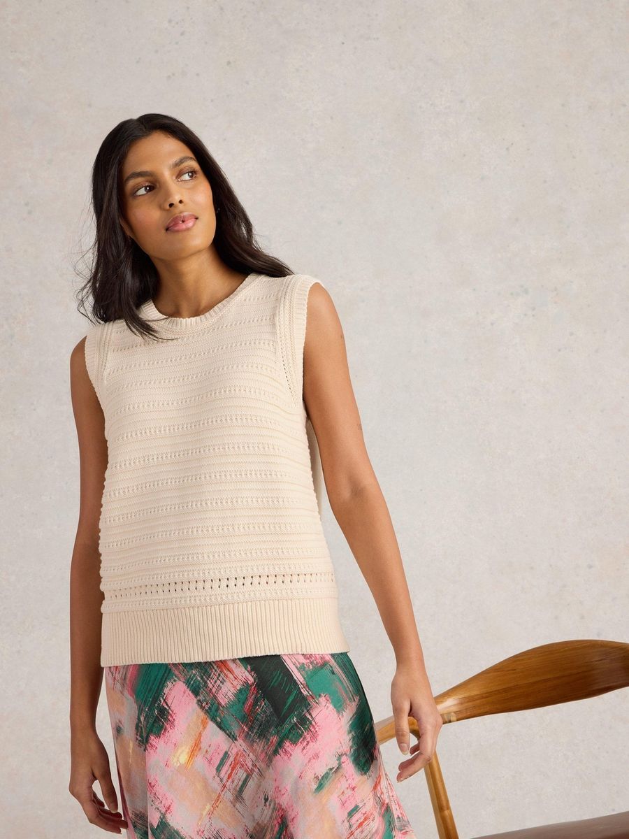 Ärmelloser Stricktop aus Bio-Baumwolle