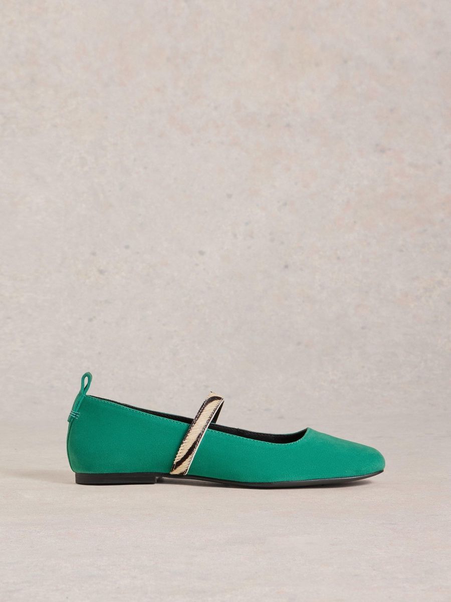 Grüne Ballerinas mit Knöchelriemen