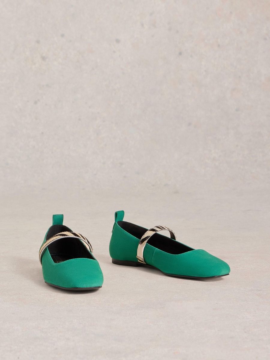 Grüne Ballerinas mit Knöchelriemen
