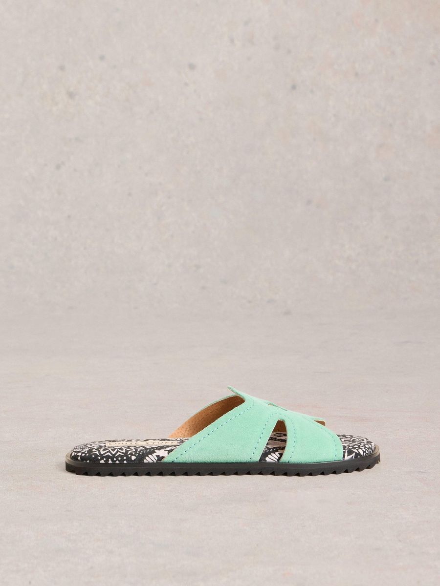 Abstrakte florale Leder-Pantolette
