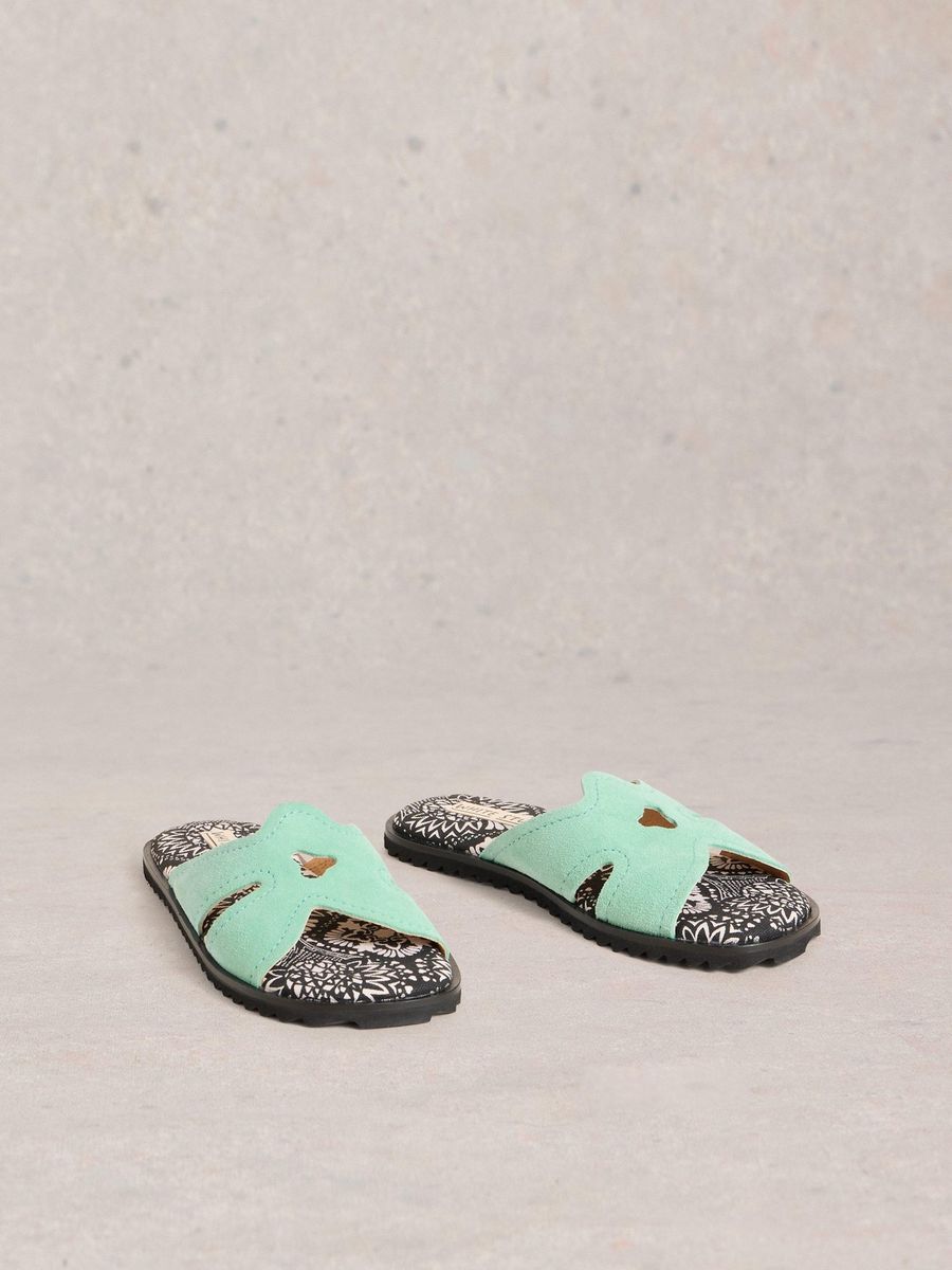 Abstrakte florale Leder-Pantolette