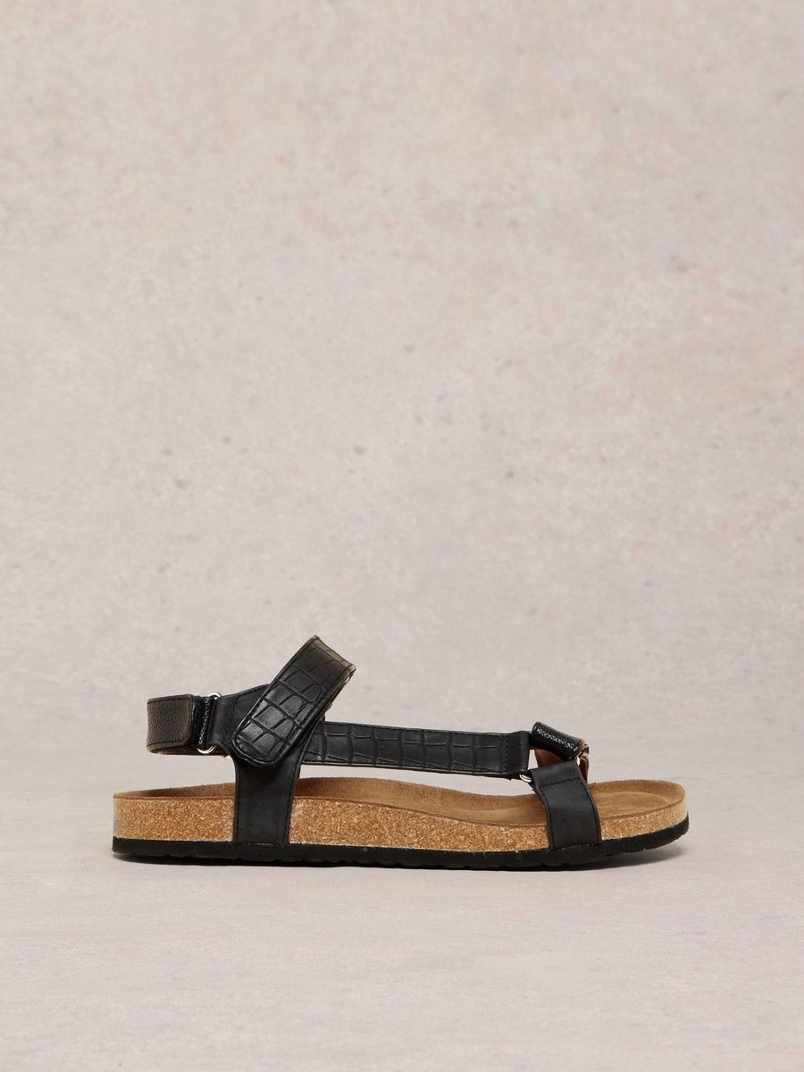 Schwarze Trekking-Sandalen mit Fußbett