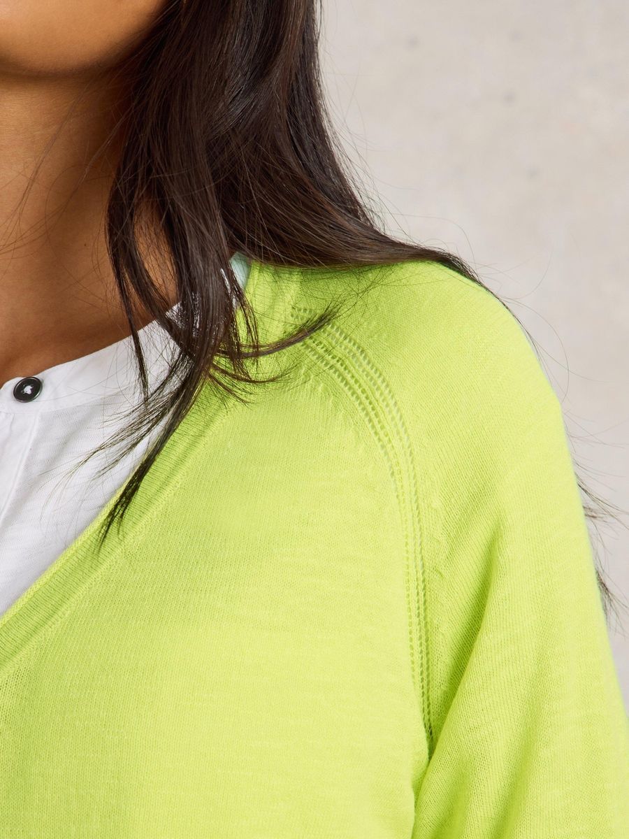 Leinenmischung Pullover mit V-Ausschnitt