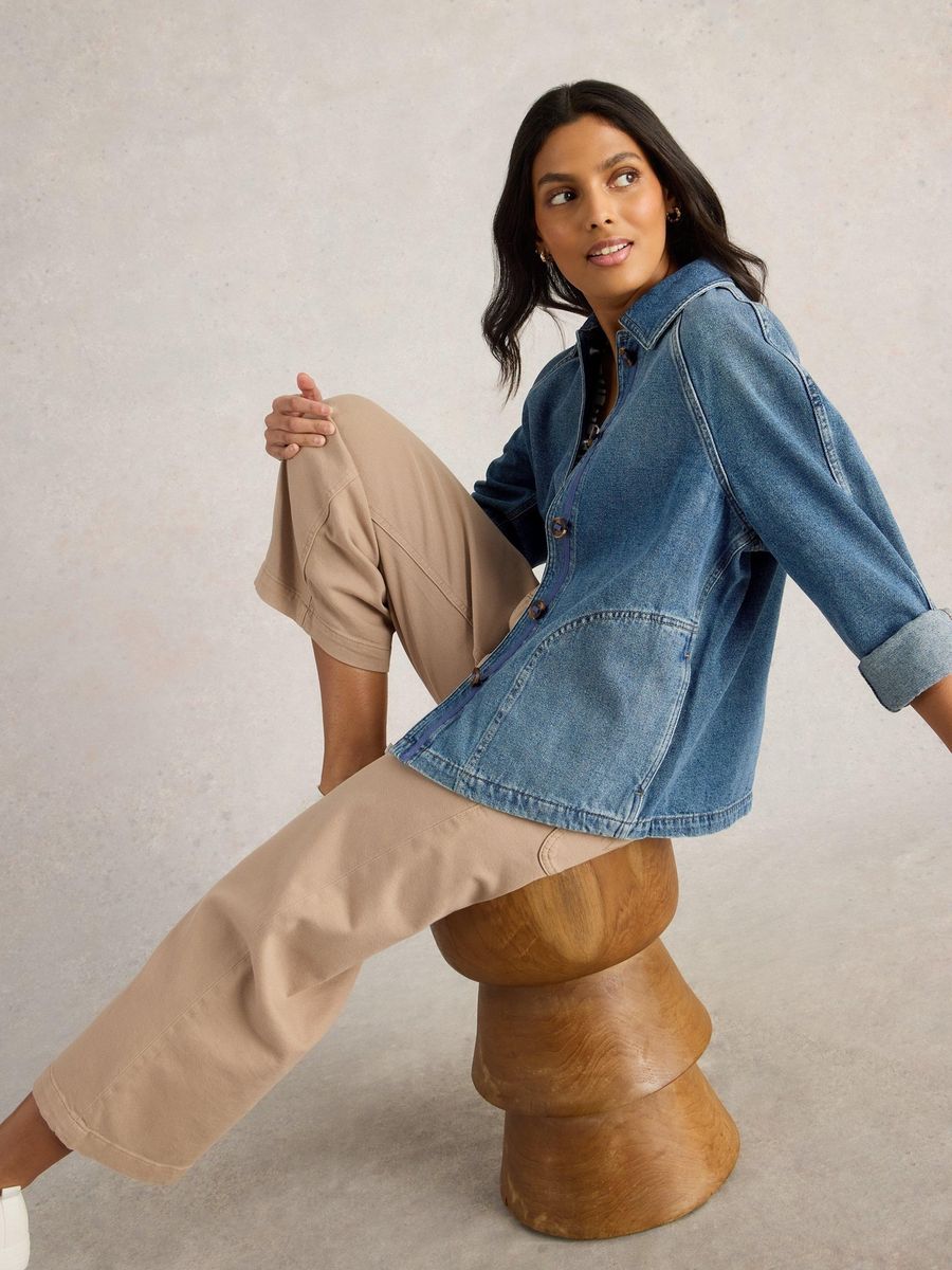 Oversized Jeansjacke mit Raglanärmeln