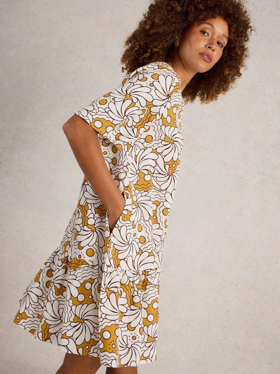 Gestuftes Minikleid aus Leinenmischung