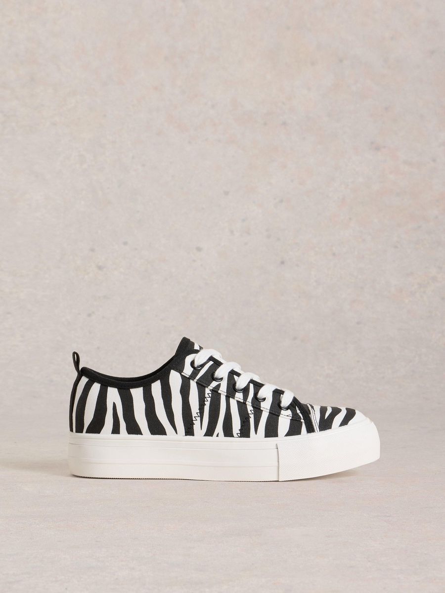 Zebra-Print Canvas Low Top Sneaker