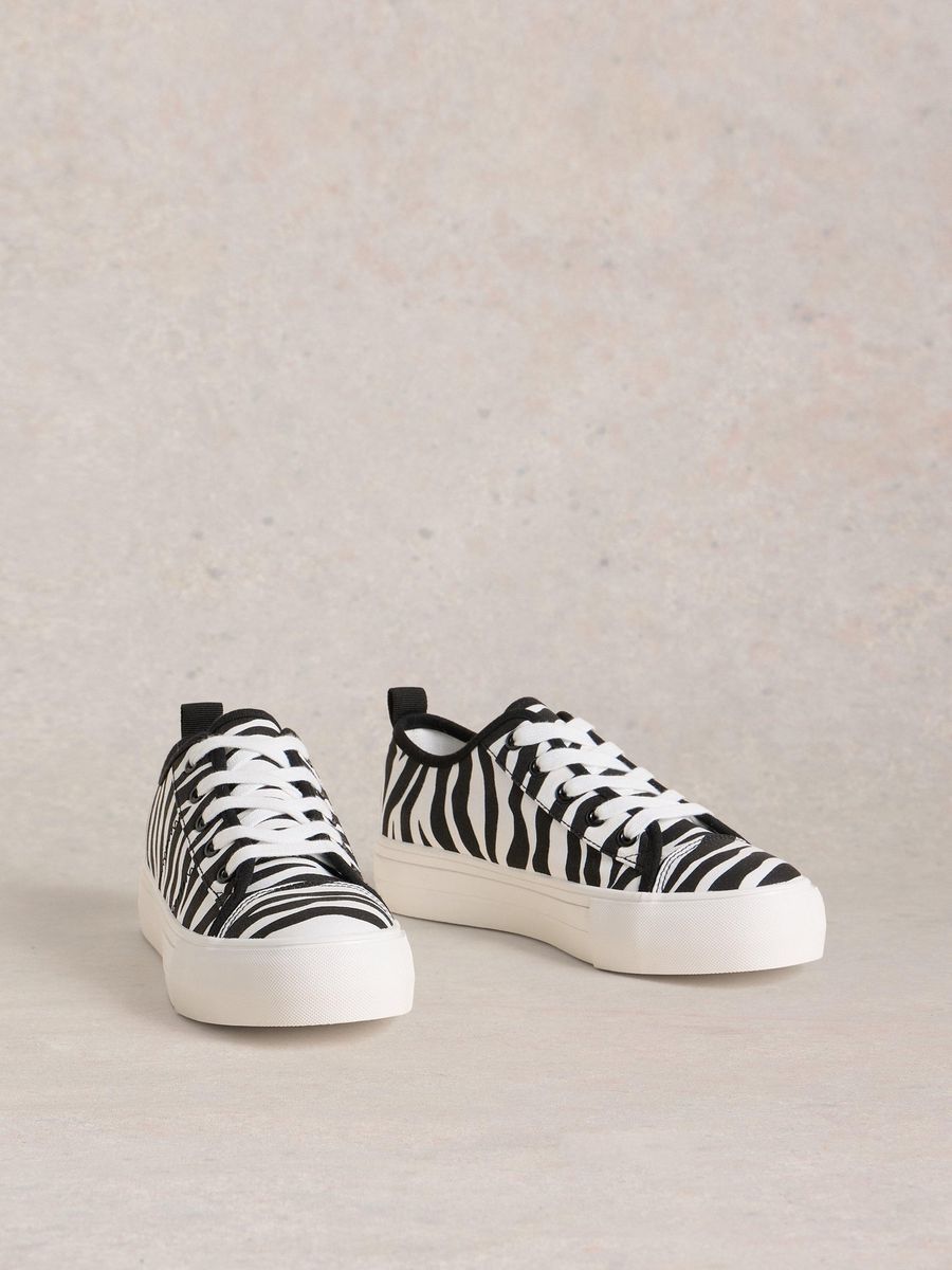 Zebra-Print Canvas Low Top Sneaker