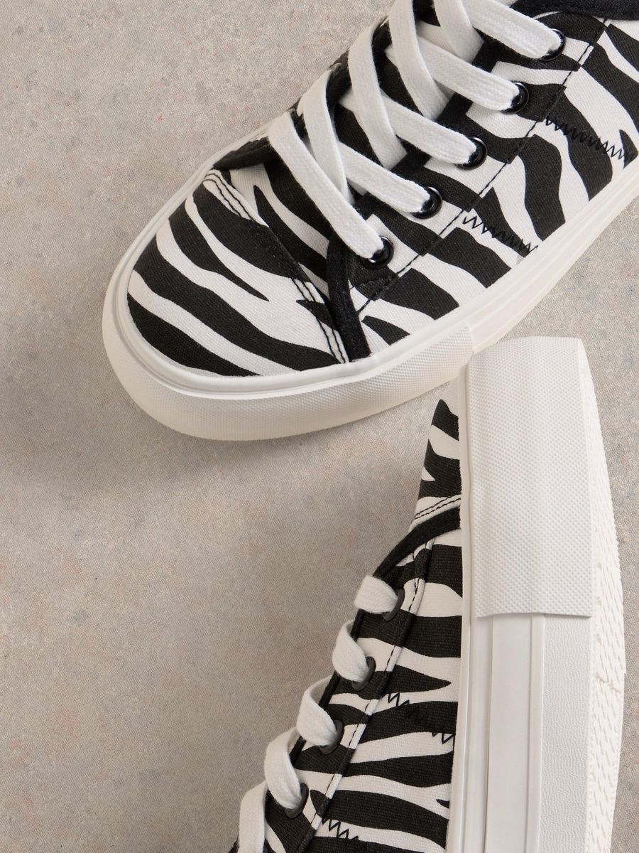 Zebra-Print Canvas Low Top Sneaker