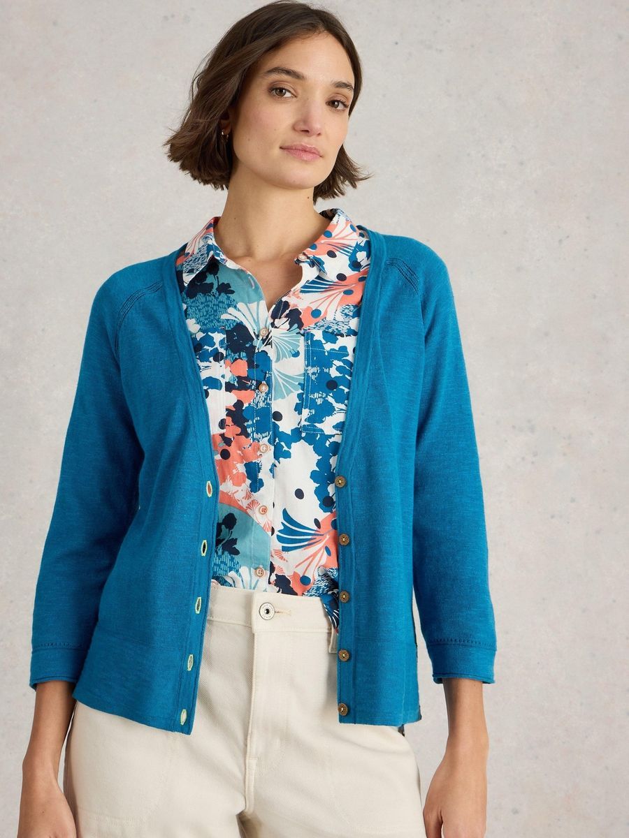 Klassische Strickjacke aus Leinenmischung