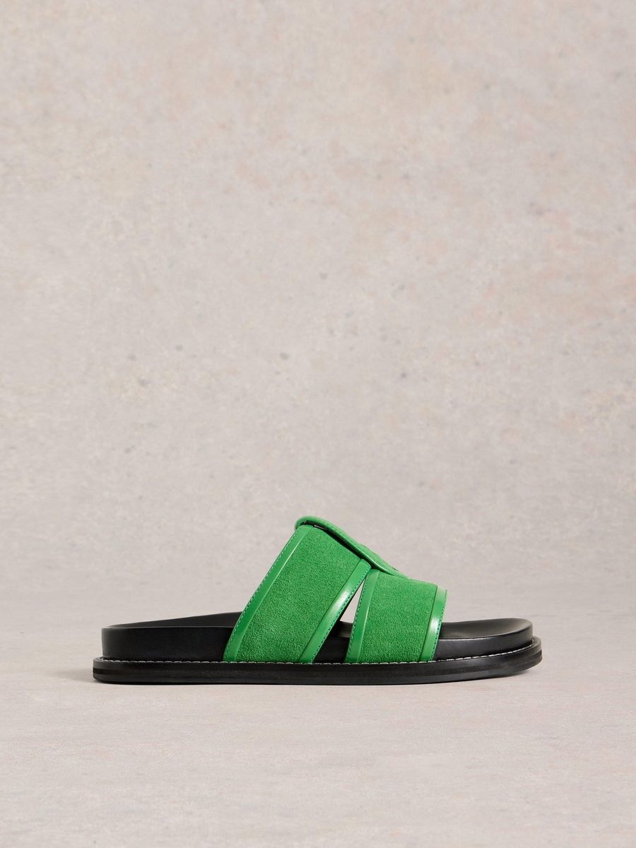 Grüne Wildleder-Pantoletten