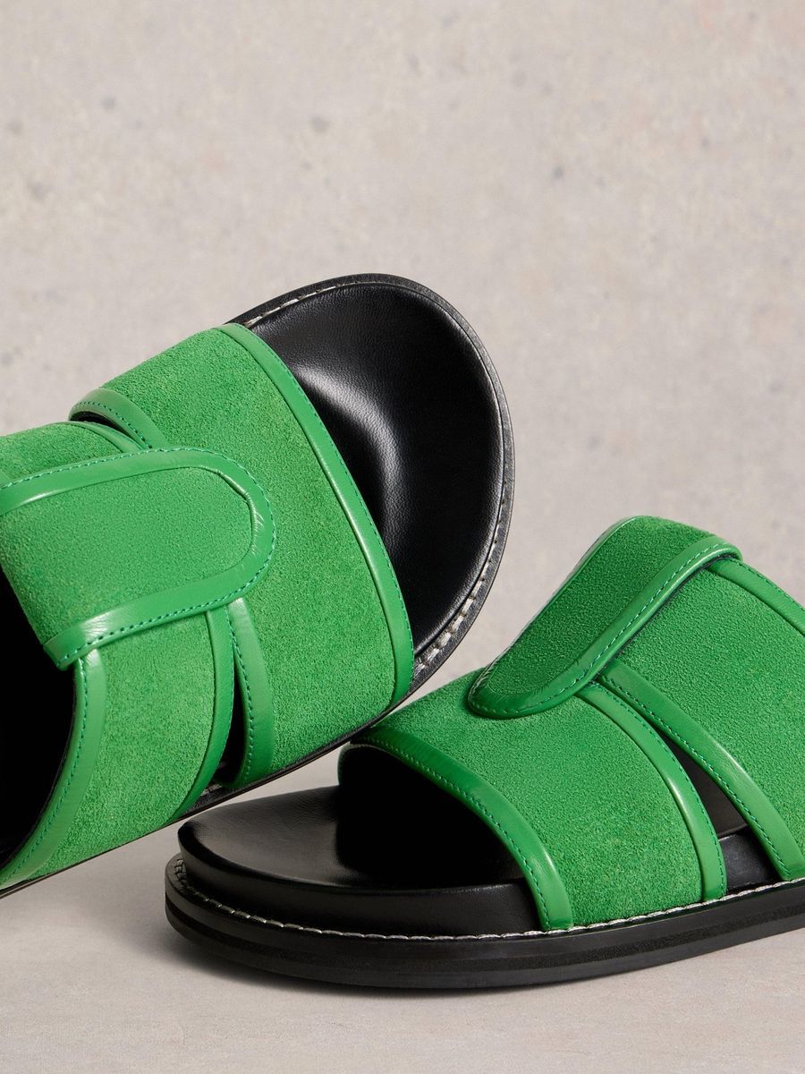 Grüne Wildleder-Pantoletten