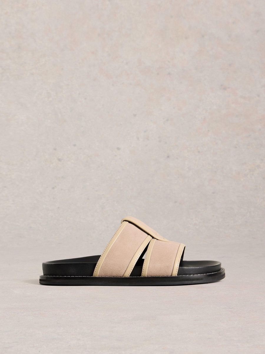 Beige Wildleder Pantolette