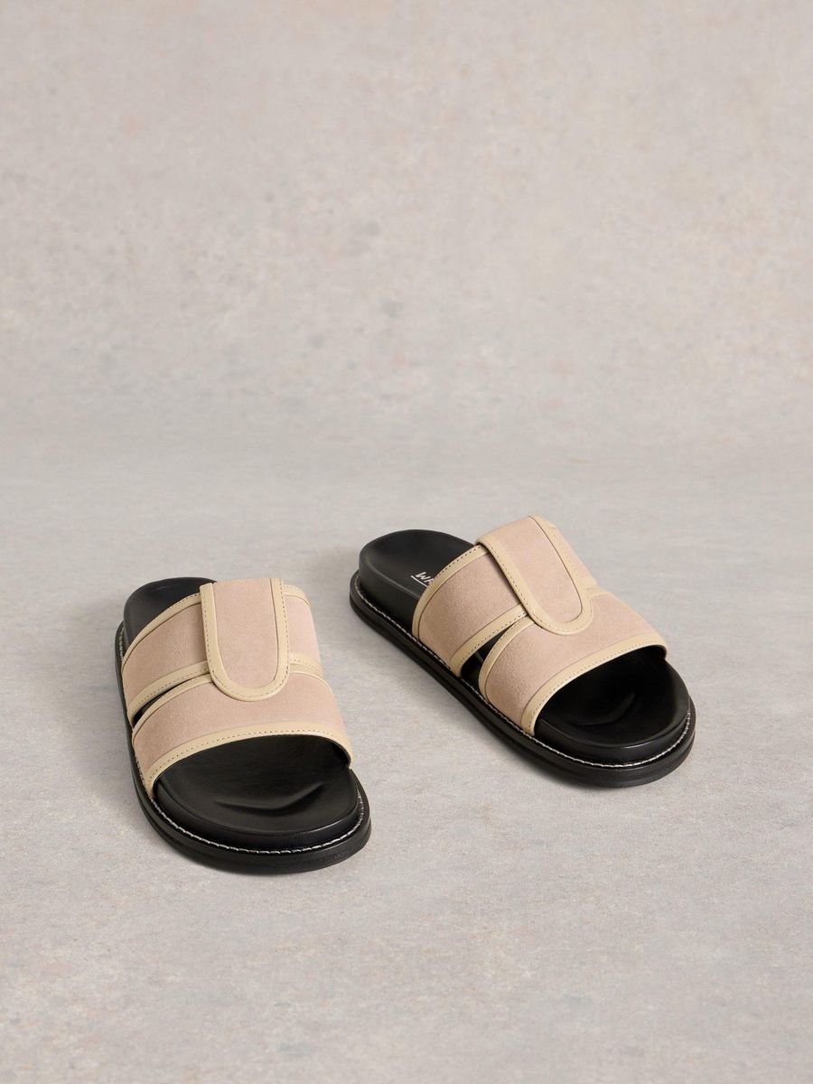 Beige Wildleder Pantolette