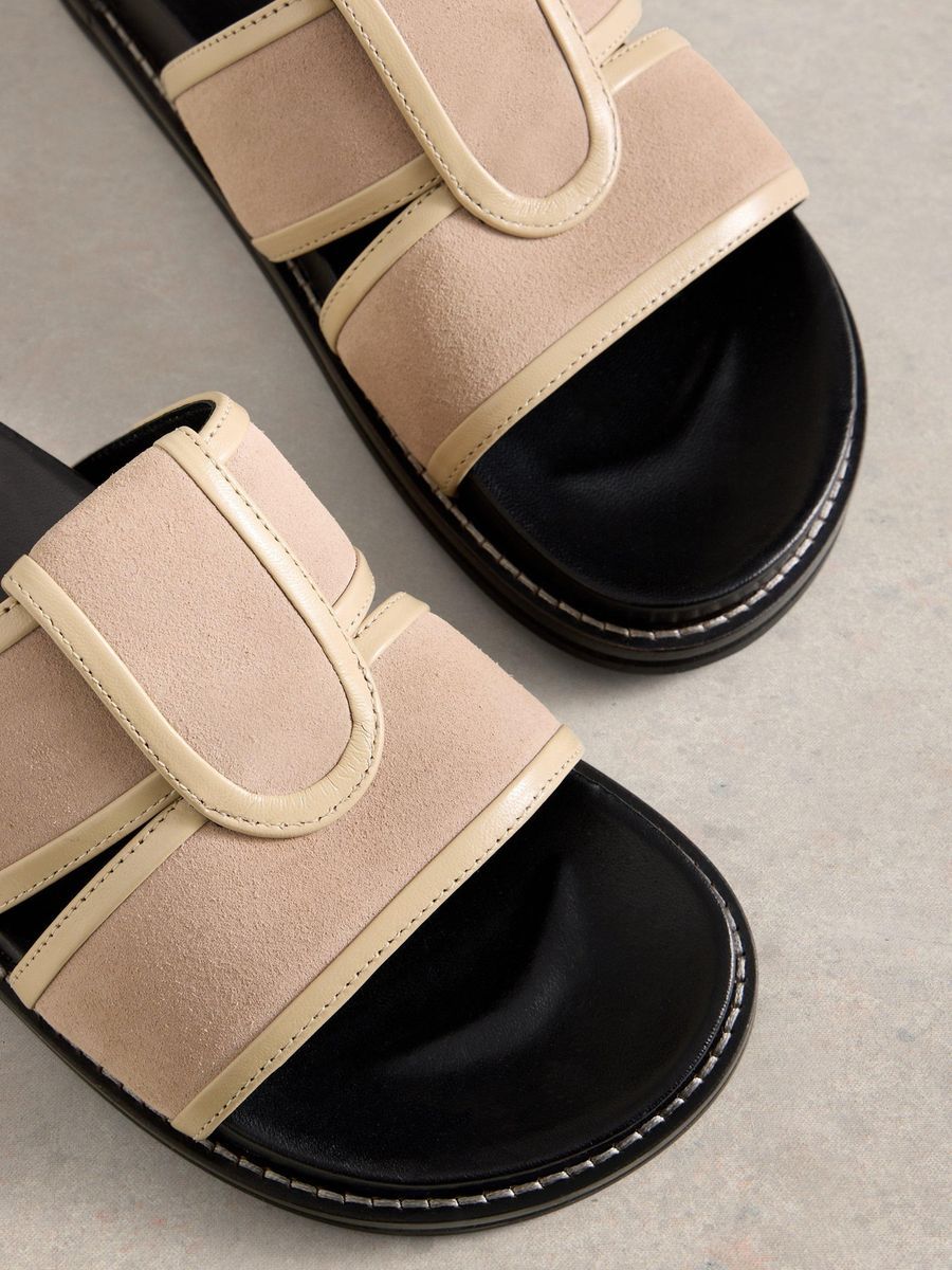 Beige Wildleder Pantolette