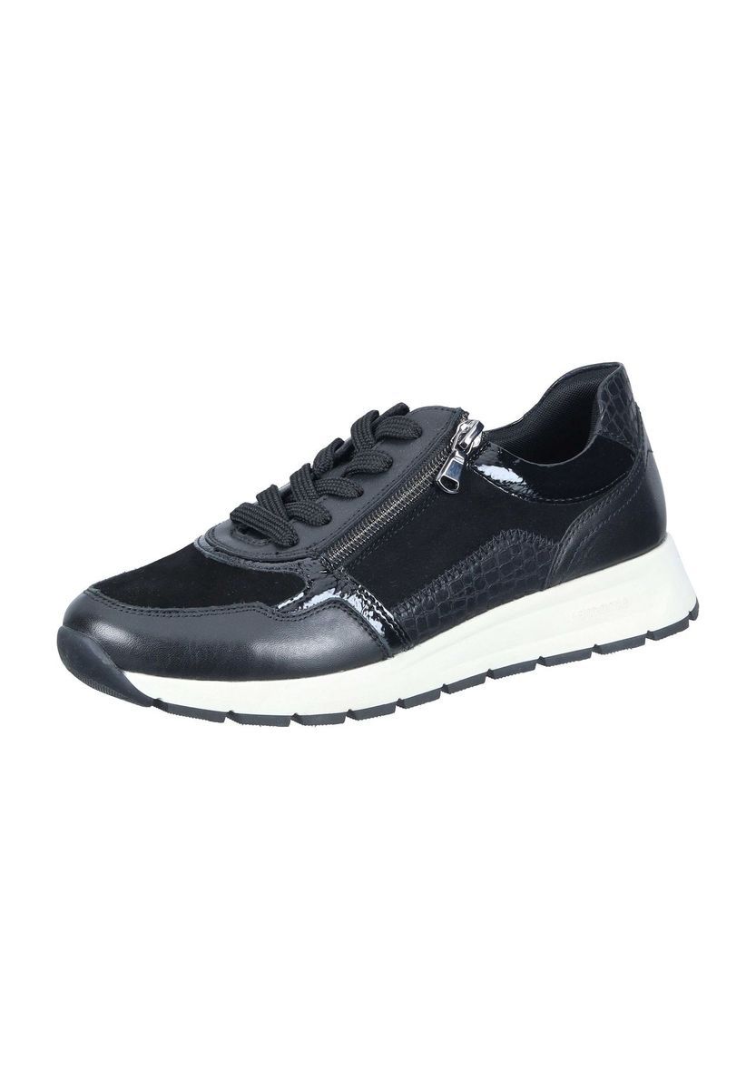 Leder Schnür-Sneaker mit Reißverschlussdetail