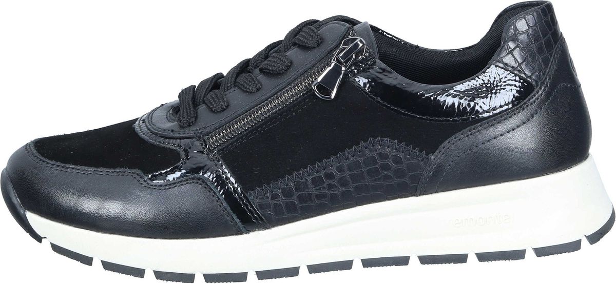 Leder Schnür-Sneaker mit Reißverschlussdetail